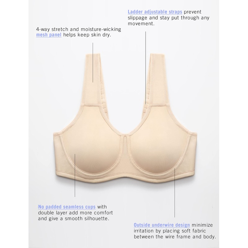 SYROKAN Women's Max Control Underwire Sports Bra High Impact Plus