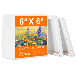 ESRICH Small Stretched Canvas for Painting 6x6 inch, 2/5''Profile Art Primed 6 Pack Canvases for Painting, Cotton Small Professional Blank Paint Canvas for Kids and Art Supplies, for Acrylics, Oils.