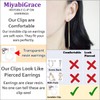 Miyabi Grace Invisible Clip On Earrings Dangle Threader Black Gold
