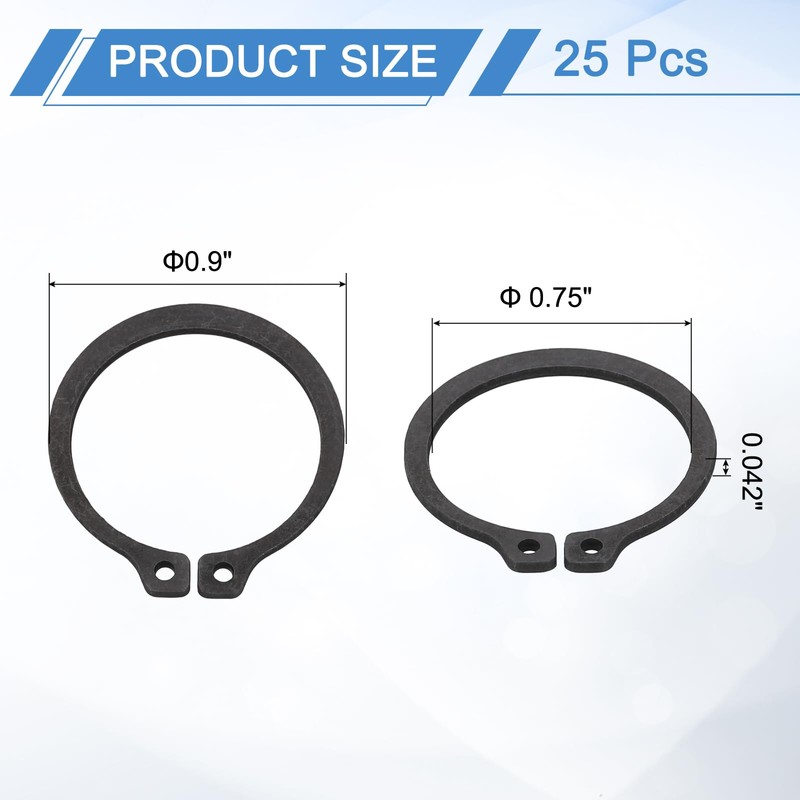 sourcing map 25Pcs 13/16" Internal Retaining Ring Circlip, 65 Mn
