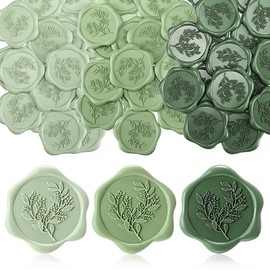Conelist 50 Pcs Sage Green Wax Seal Stickers for Wedding Invitation Envelope Eucalyptus Self- Adhesive Stickers for Invitation Cards Christmas Cards, Gift Wrapping, Party Menu Decor