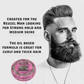 Reuzel Pink Cera Pomada para Cabello Hombre Fijación Fuerte y Brillo Medio 113g