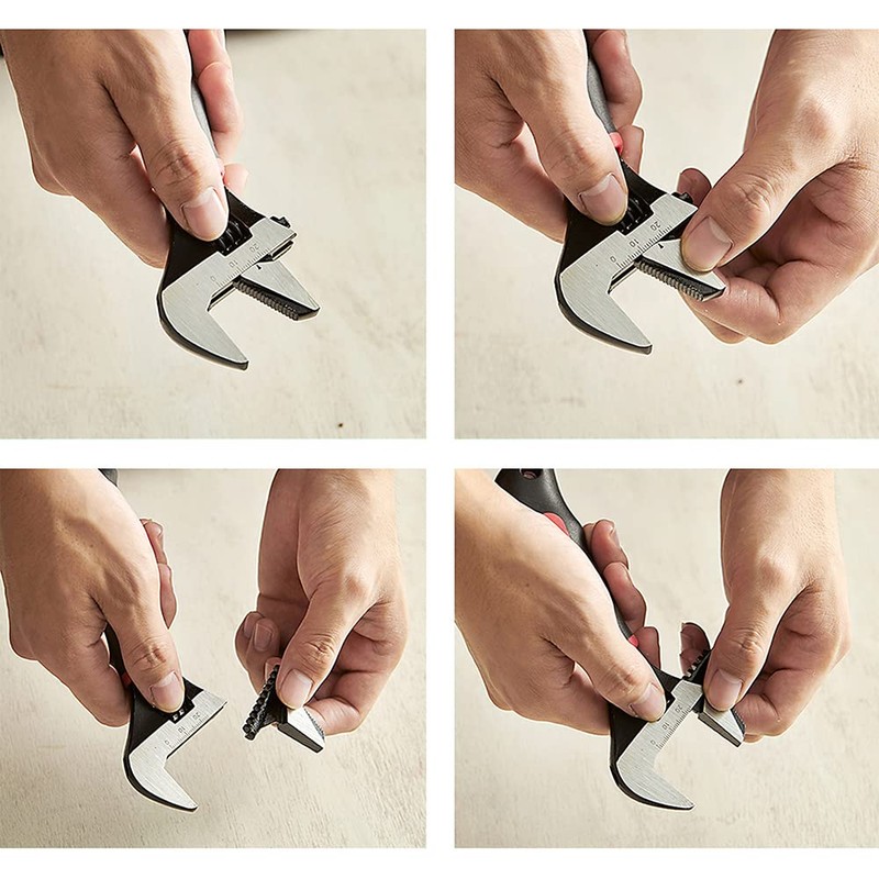 DEKTON DT20310 2-in-1 Stubby Adjustable Wrench, Silver