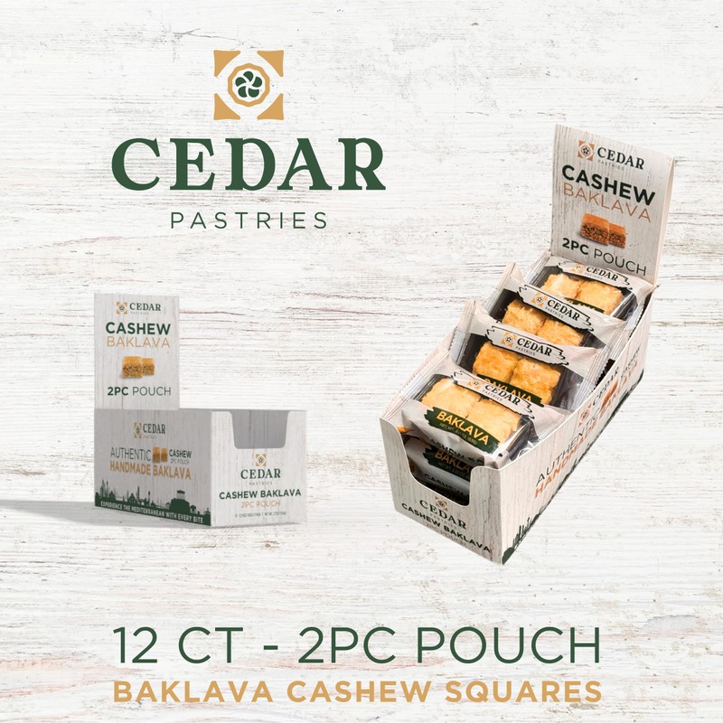 Cedar Pastries Cashew Baklava 2-Pack Squares – Mediterranean Phyllo Nut