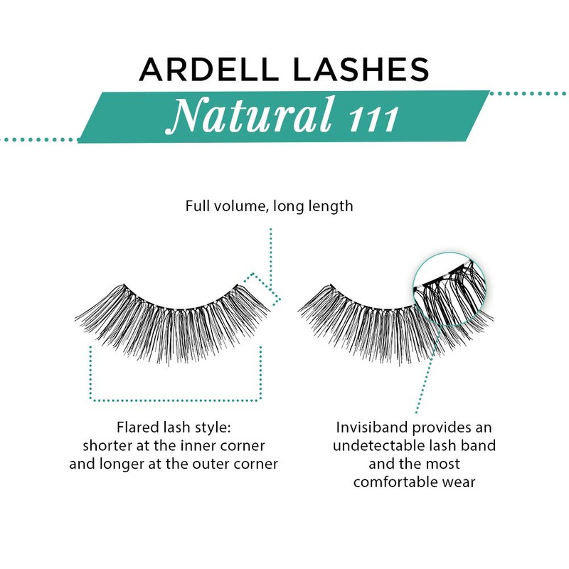 Ardell Natural Lashes False Eyelashes 111 - Black, Lightweight, Reusable,