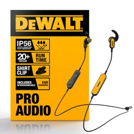 DEWALT Heavy Duty Neckband Bluetooth Earbuds, Wireless Bluetooth 5.2 Headphones w/Microphone, Lightweight Comfort, IP56 Waterproof, Deep Bass Strong Beat, 20H Playtime, Jobsite Behind-Neck Earphones