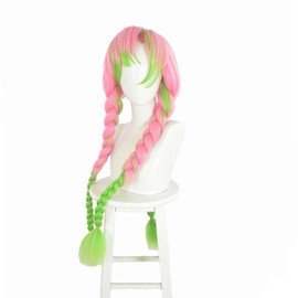Hamish Love Hashira Kanroji Mitsuri Wig Love Hashira Mitsuri Cosplay Wig with Wig Cap Heat Resistant Hair Anime Cosplay Wig