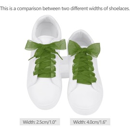 Allegra K 2 Pairs Flat Snow Yarn Shoelaces 2.5cm/4cm Wide Transparent Shoe Laces for Sneakers 80cm/31 Army Green