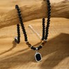 ALRNBY Black Beaded Necklace Tiger Eye Necklace for Men Stainless