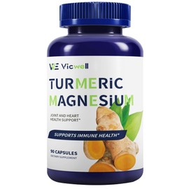 Vicwell Turmeric Curcumin with Black Pepper & Magnesium - 95% Standardized Curcuminoids & Black Pepper Extract - High Absorption, Joint & Muscle & Immune Health Support - Non GMO - 90 Capsules