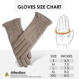 Womens Genuine Sheepskin Leather Gloves, Winter Warm Touchscreen Texting Cashmere Lined Driving Motorcycle Dress Gloves (Khaki, M)