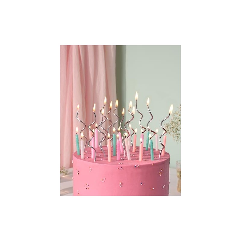 Papyrus Birthday Candles, Silver Swirl (12-Count)