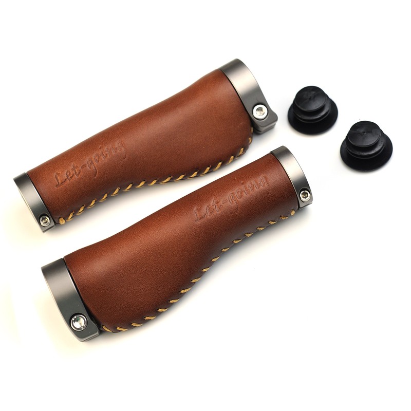 Letgoing Pure Leather Bicycle Handlebar Grips Inner Diameter 2.2cm Length
