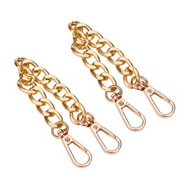 PH PandaHall Purse Extender, 2 Pack 7.8 Inch Golden Aluminum Bag Flat Chain Strap with Alloy Swivel Clasps Handbag Chain Straps Metal Bag Strap Replacement Purse Clutches Handles, 20cm