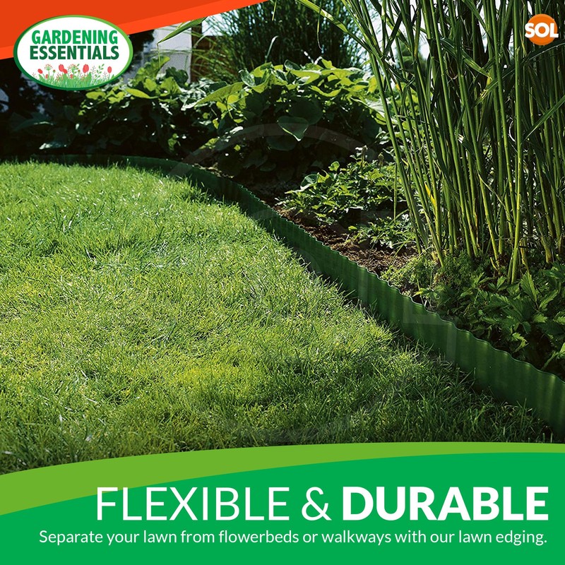 SOL Lawn Edging Border, 100mm x 10m Garden Edging, Flexible