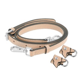 SUIKIHUM Bag Shoulder Strap, (37.4"-45.3" Adjustable Replacement Conversion Kit) Genuine Leather with Metal Silver Buckle for Women (Lotus Pink)