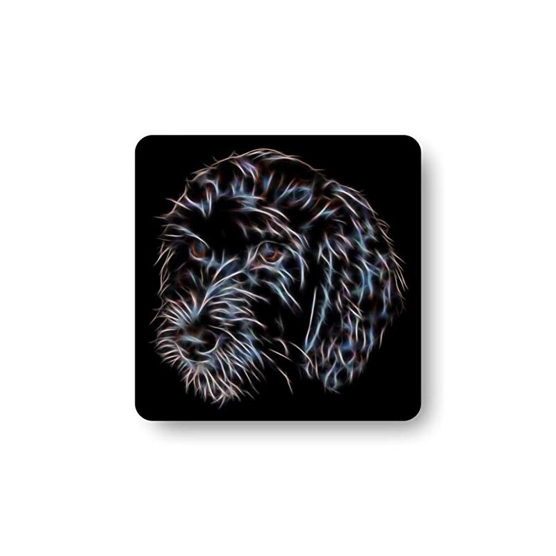 Fractal Artworks Cockapoo Coaster Set with Fractal Art Design. Black