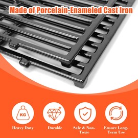 17.5" Grill Grates for Weber Spirit E310, Grill Parts for Weber Spirit 300 and GS4 Spirit II 300 Series, Spirit II E310, Genesis Silver/Gold B & C,Genesis 1000, Porcelain Enameled Cast Iron Grate 7638