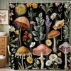 DEMCEAR Country Mushroom Floral Shower Curtain,Black, 72W X 72L inches