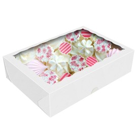 HONGFAPK 30Pcs 10 x 7 x 2.5Inches Cookies Boxes Bakery Boexes with Window Snack Boxes Doughnut Boxes Muffins, Strawberries Boxes and Pastry Boxes are Suitable for Birthday Parties and Family Potluck