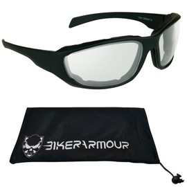 Bikershades Transitional Motorcycle Safety Glasses Photochromic CLEAR to GREY Lens