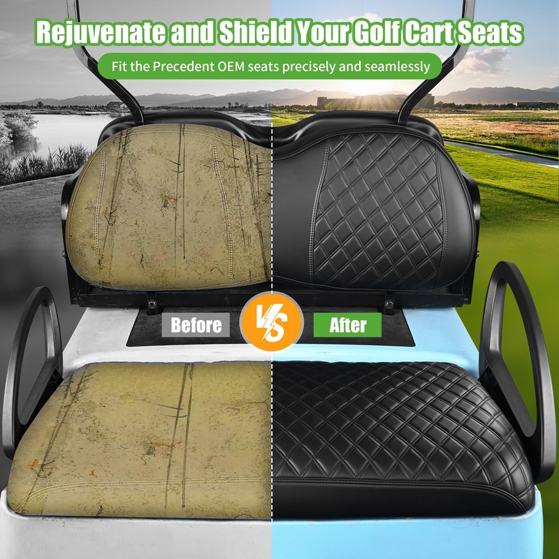 10L0L Golf Cart Seat Covers for Club Car Precedent,Diamond Pattern,Vinyl