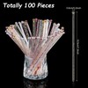 100 Pieces Disposable Plastic Round Top Crystal Swizzle Sticks Glitter