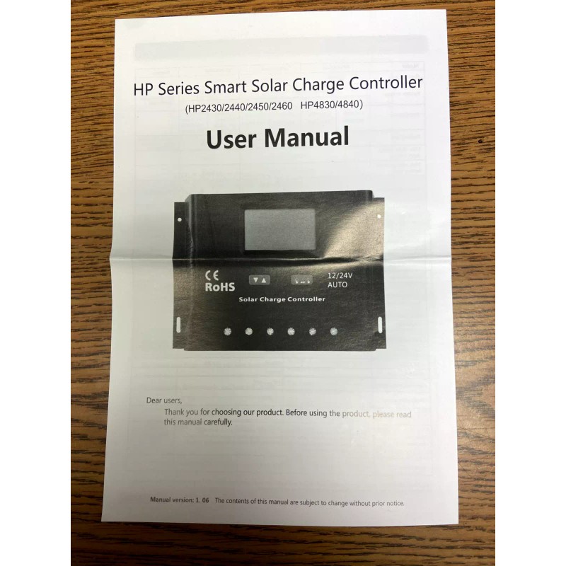 RoHS HP2440-B Series 12V/24V 40amp Solar Smart Charge Controller
