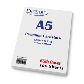 Premium A5 (8.3"x 5.83") Cardstock - 65lb Cover (176 gsm) White (100 Sheets)