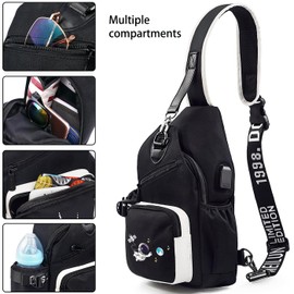 Junlion Sling Bag, Crossbody Shoulder Bag for Mens Women Multipurpose Daypacks Chest Bag Astronaut