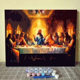 Aihonmin The Last Supper DIY Paint by Numbers, da Vinci Artwork,Canvas Oil Painting Kit for Kids & Adults, 16 X 20 inches Drawing Paintwork with Paintbrushes, Acrylic Pigment (Frameless)