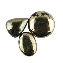 Natural Pyrite Gemstones Wholesale Cabochons Lot, Jewelry Making Loose Gemstone, Polished Gems, DIY, Wire Wrapping, Reiki, Wikka, Healing Crystals, Bulk Gemstone Deal, Pack Of 3