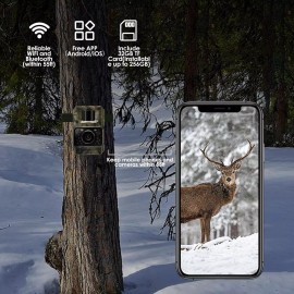 MAXDONE Trail Hunting Cameras with Night Vision Bluetooth WiFi 2000mAh Built-in Battery