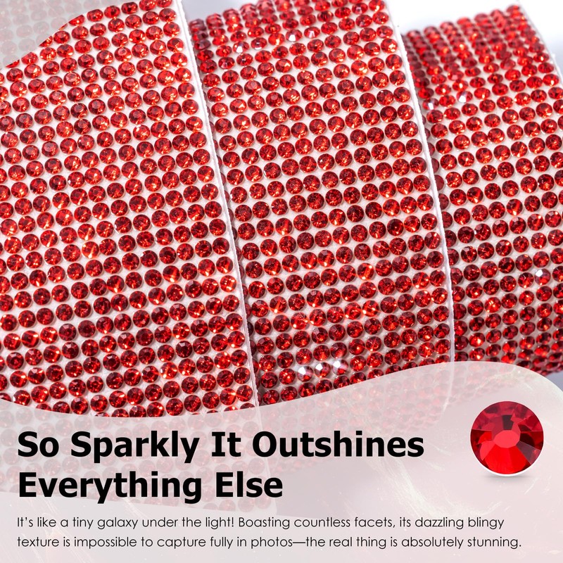 Bling Red Rhinestone Sheets Self Adhesive, 9.4x15.8 Inch
