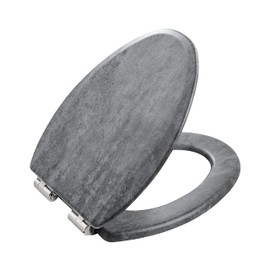 Toilet Seat, Slow Close, Premium Moulded Wood, Quick Release, Slate Marble Look, PIKLiDS, Laminated Woodgrain Finish (Elongated)