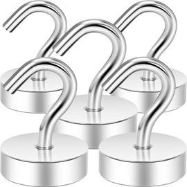 Neosmuk Magnetic Hooks, Cruise Ship Essentials, 40lb+ Heavy Duty Magnetic Hooks for Cruise Cabins, Refrigerator, Grill, Hanging, and Travel | Extra Strong Must-Haves Magnet Hook,Silver, 5 Pack