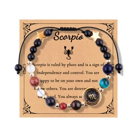 MMIUAEG Zodiac Bracelets for Women 12 Constellations Natural Stone Beaded Stretchable Bracelet Birth Zodiac Sign Bracelets Horoscope Jewelry Gifts-Scorpio