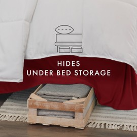 Linen Market Simply Soft Premium Falda de Cama Plisada, holanes para Polvo, Contemporáneo, Burgundy, Individual, 1, 1