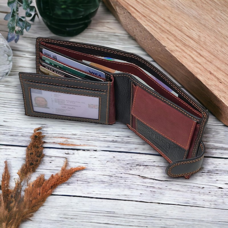 MORUCHA Mens RFID Blocking Real Soft Leather Passcase Wallet with