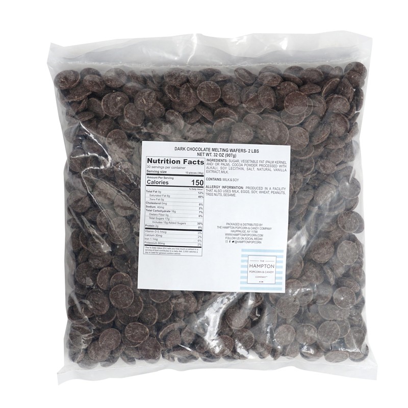 Dark Chocolate Melting Wafers, 2 Pound Bulk Bag, Dark Chocolate,