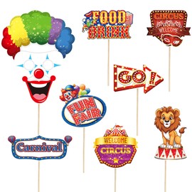 Circus Party Decorations, 30Pcs Carnival Photo Booth Props Funny DIY Circus Theme Photo Props for Carnival, Birthday, Graduation Party