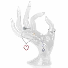 Hand Acrylic Jewelry Holder, Jewelry Display Holder, Female Mannequin Hand Jewelry Stand Support, Mannequin Hand Necklace Bracelet Ring Watch Holder for Home Organization,transparent white,2pcs