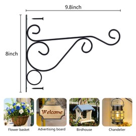 Plant Hanger Bracket (4-Pack),Wall-Mounted Metal Hanging Basket Bracket,for Hanging Lanterns,Planters,Bird Feeder,Wind Chimes,Home Decoration