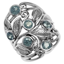 Silvershake Simulated Color Change Alexandrite 925 Sterling Silver Filigree Leaf Ring Size 7.5