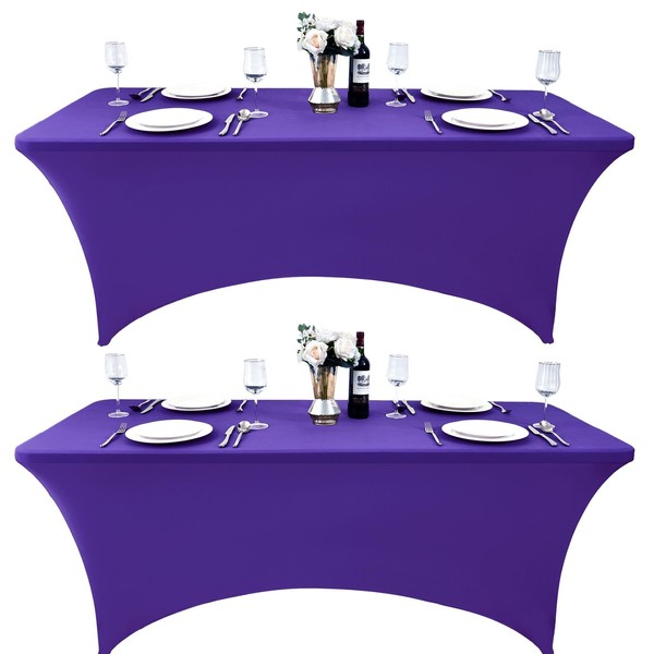 ZarzaaSik 2-Pack 4ft Spandex Table Covers for Rectangular Folding Tables