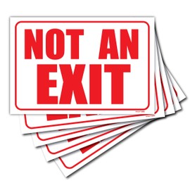 (5 Pack) Not an Exit Signs for Business 10"x7" Self Adhesive No Exit Sign for Door, Office, and Business.