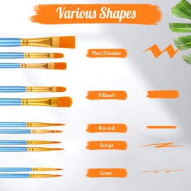 Paint Brushes Set, 20Pcs Artist Paint Brush with Nylon Hair and Wooden Hanle, Brushes for Acrylic Watercolor Oil Painting, Art Paintbrushes for Face, Nail, Rock Painting, Decorations (20, Blue)