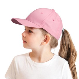 Qchomee Children Girls Cotton Baseball Cap Boys Sun Protection Hat for 3-8 Years Kids Cabbie Cap Spring Summer Anti UV Sun Hat Travel Camping Cap Foldable Adjustable Beach Hat Flat Cap Pink