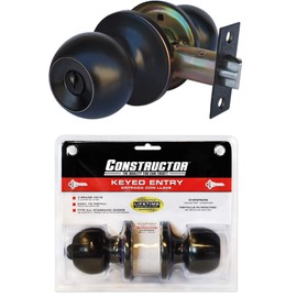 Constructor Chronos Entry Door Knob, Universal Keyed Lock Handle Set (Oil Rubbed Bronze)