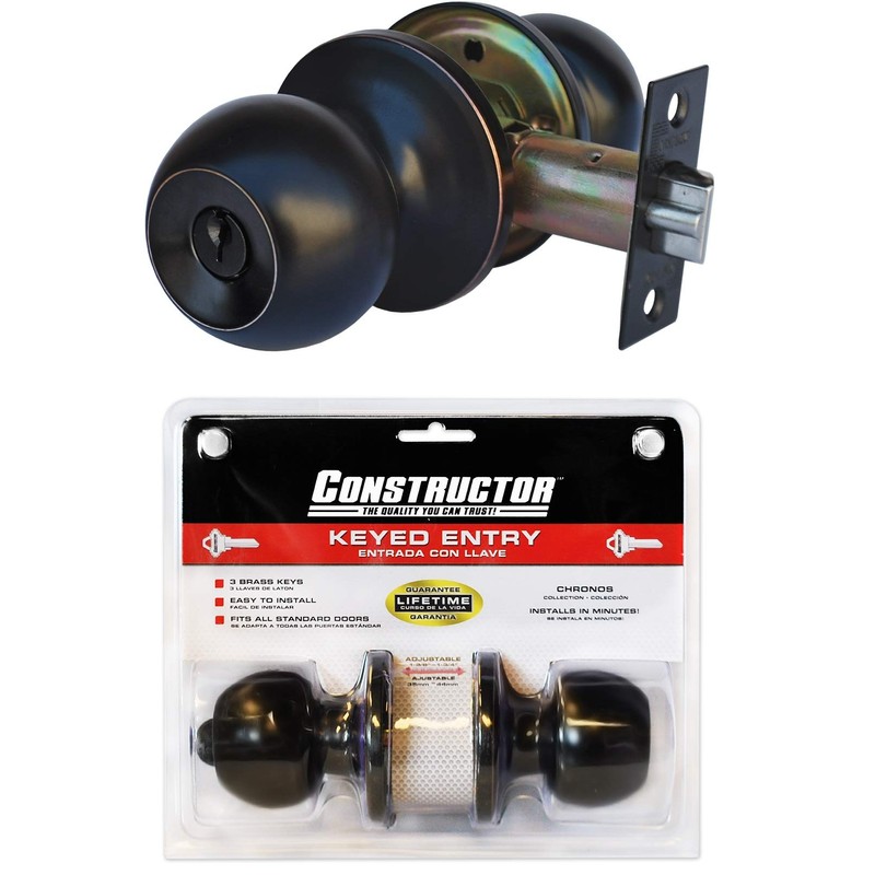 Constructor Chronos Entry Door Knob, Universal Keyed Lock Handle Set